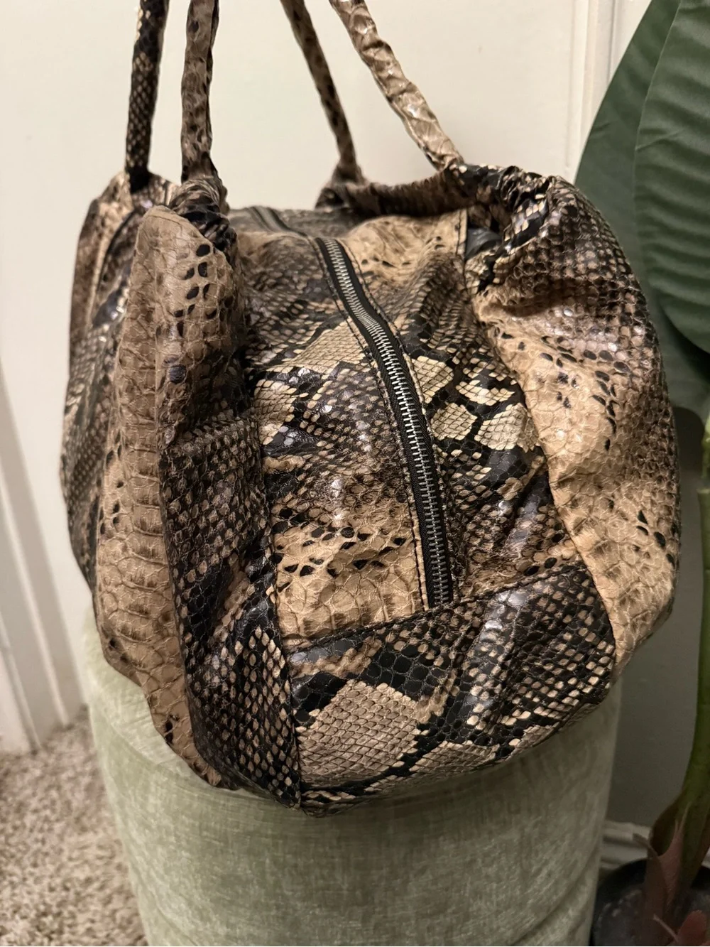 Kenneth Cole Reaction Faux Snakeskin Weekender Duffel Bag Animal Print Travel To